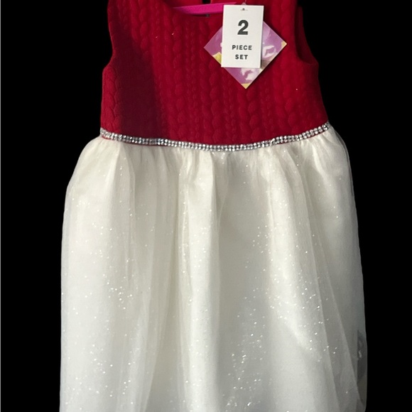 Elegant Red and White Girl’s Dress with matching Coat with Bow Detail Size 6X - Picture 4 of 10